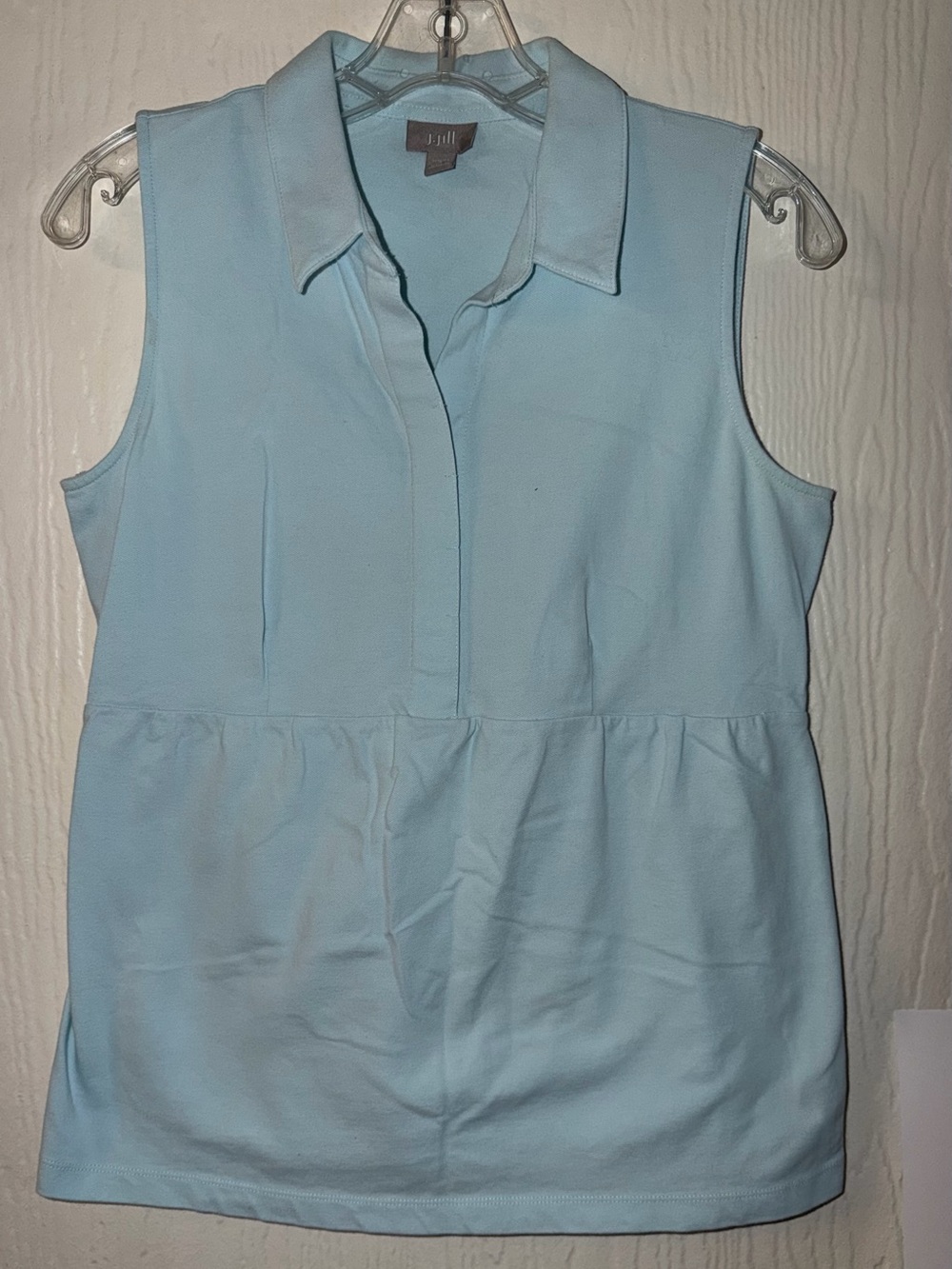 J. Jill Light Blue Sleeveless Collared Peplum Tank